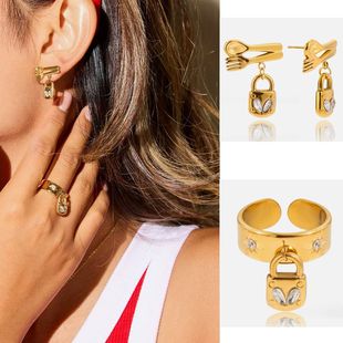 人间烟火勺子叉子都有了超个性可戴洗澡钛钢镀金不掉色耳环戒指女