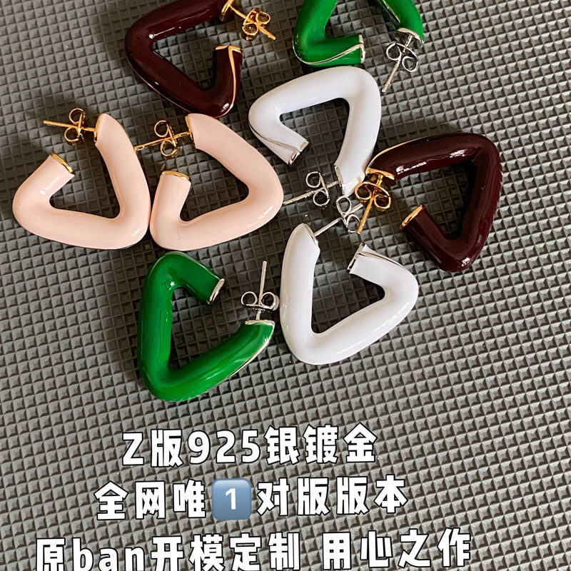B*耳环女2025新款潮时尚百搭三角高级线条对版925银镀金银针仙女
