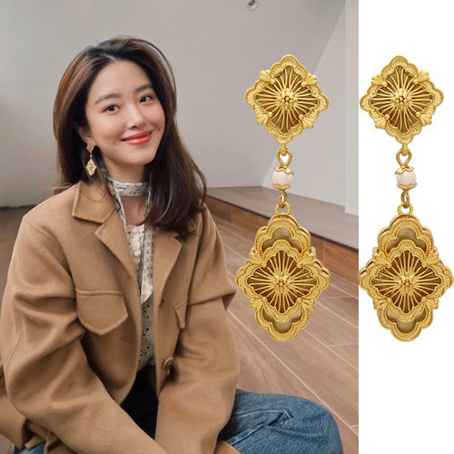 优雅镀金女银针显脸瘦耳环