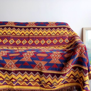 美式沙发布沙发罩垫波西米亚彩色棉线毯子民宿文艺客厅地毯沙发巾