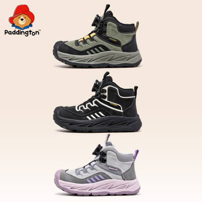 帕丁顿熊儿童雪地靴2025冬季新款加绒保暖运动棉鞋男女中大童纽扣