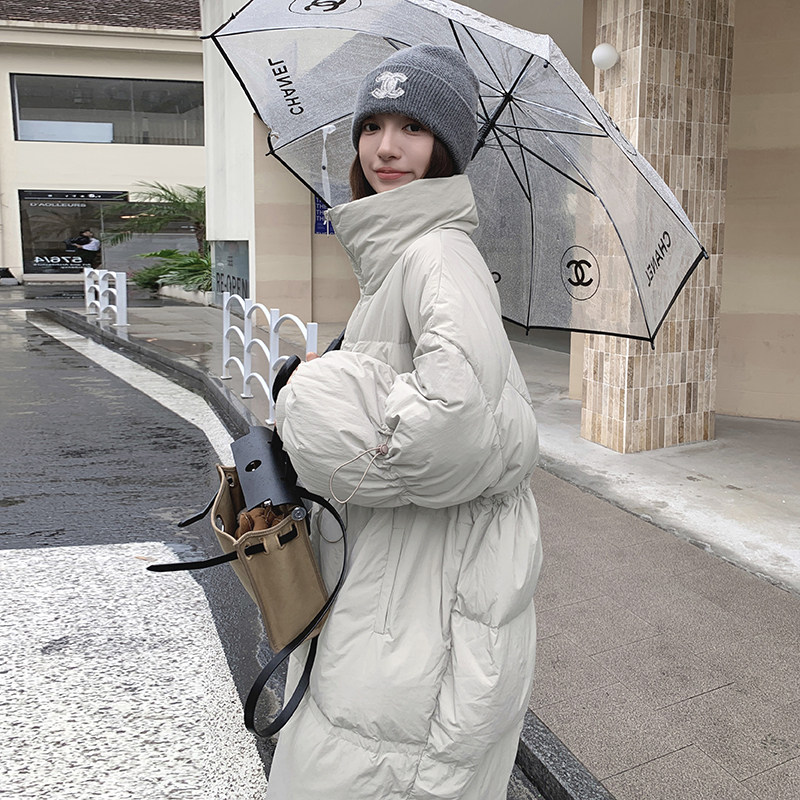 2024冬装新款时尚烟灰色长款羽绒服女瑞c016-9022-P280-K418