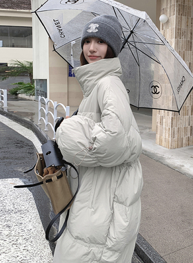 2024冬装新款时尚烟灰色长款羽绒服女瑞c016-9022-P280-K418