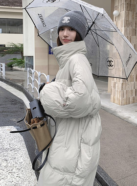 2024冬装新款时尚烟灰色长款羽绒服女瑞c016-9022-P280-K418
