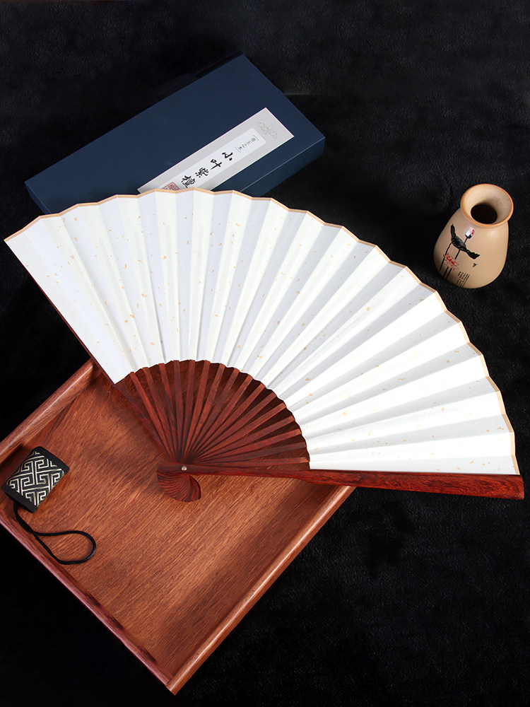 인도 작은 잎 붉은 백단 팬 여름 접는 팬 중국 스타일 고대 스타일 공백 마호가니 HANFU 팬 문화 놀이 접는 팬 중국 스타일