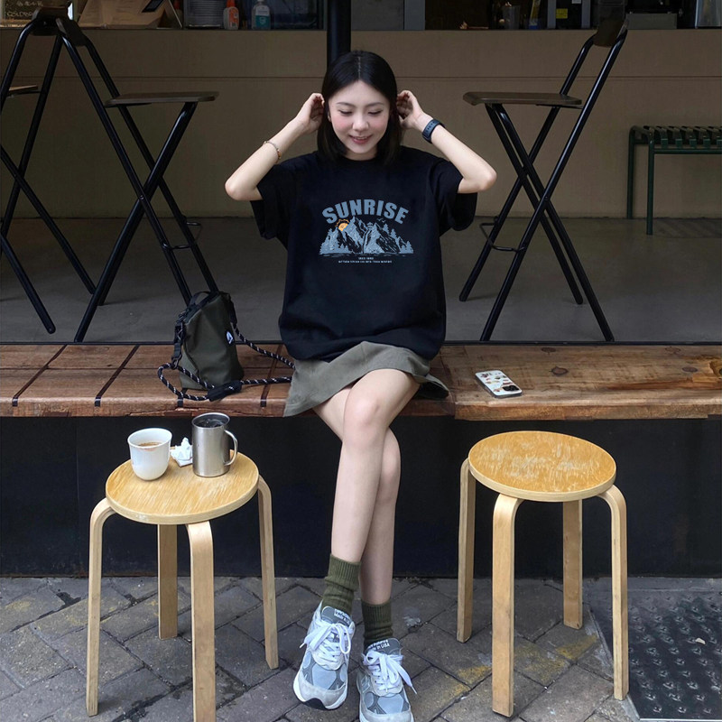 ins街头风美式复古短袖t恤女夏季