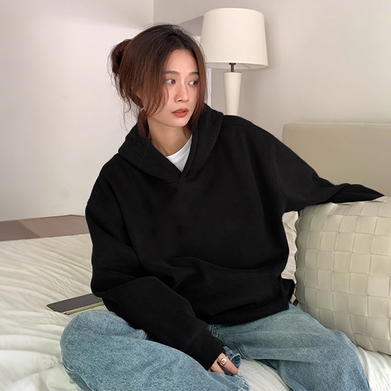 简约风慵懒百搭休闲连帽卫衣秋冬
