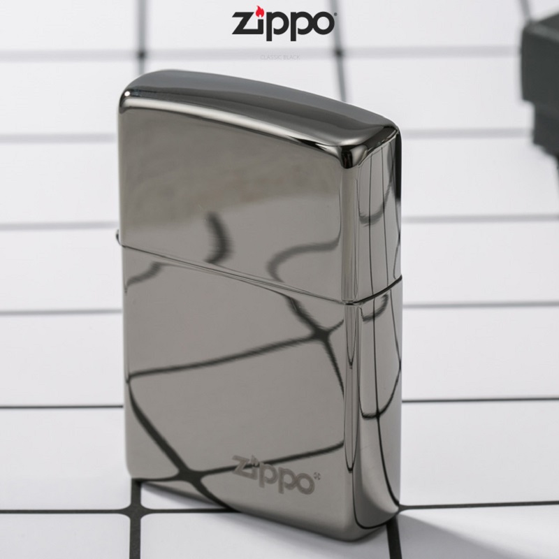 正品zippo原装正版芝宝煤油打火机经典标志黑冰150zl个性创意定制