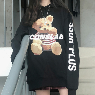 SSUR PLUS联名ICONSLAB小熊卫衣男女情侣潮牌套头新品连帽衫ins