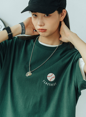 street潮牌短袖t恤男白色打底衫休闲体恤半袖衣服印花情侣装