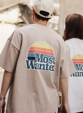 MostwantedLab 四周年定制彩虹印花t恤男宽松新疆棉情侣短袖 MWTD