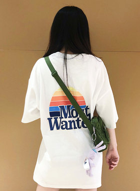 MostwantedLab 2019国潮四周年限定百搭 彩虹短袖男女宽松休闲潮