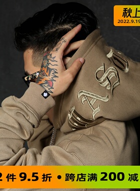 Masterape秋冬国潮休闲刺绣套头连帽加绒国潮宽松卫衣情侣装现货