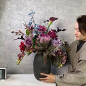 暗紫色高级感手感仿真花束复古风假花电视柜岛台轻奢紫民宿摆设花