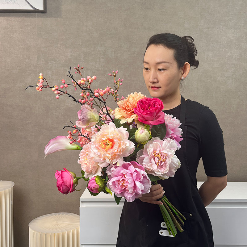国风牡丹花仿真花束摆件桌面花艺客厅电视柜新中式芍药餐桌装饰花