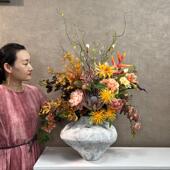 诧寂风仿真花艺售楼部会所摆设花复古花束酒店名宿新中式 假花套装