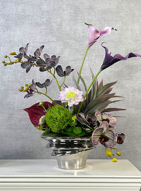 现代紫色高档设计师款假花仿真插花卉摆设客厅仿生餐桌装饰品摆件