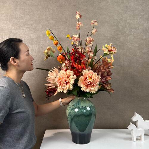 新中式仿真花乔迁新居花艺摆件