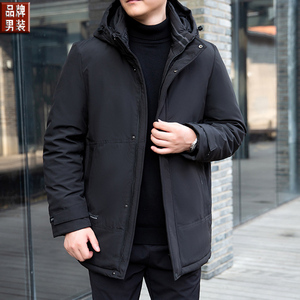 冬季新款棉衣男装中长款连帽宽松大码棉服加厚上衣棉袄外套纯色