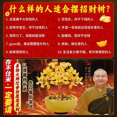 2025招财黄水晶发财树迷你小摆件天然紫玛瑙石工位店铺办公室桌面