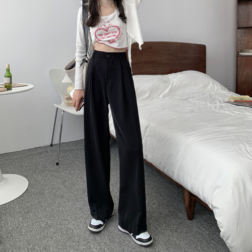 Real shot real price Korean version loose and thin casual pants with high waist and falling feeling, floor dragging pants