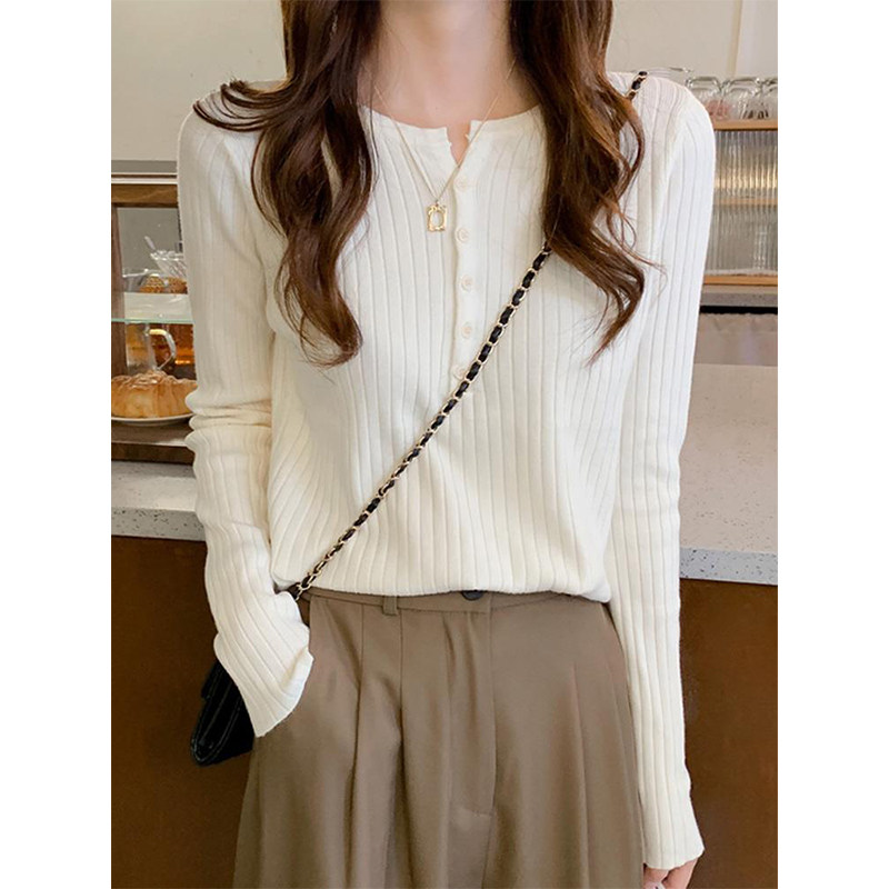 秋季新款港味复古针织打底衫女宽松慵懒风洋气高级感薄款外穿上衣