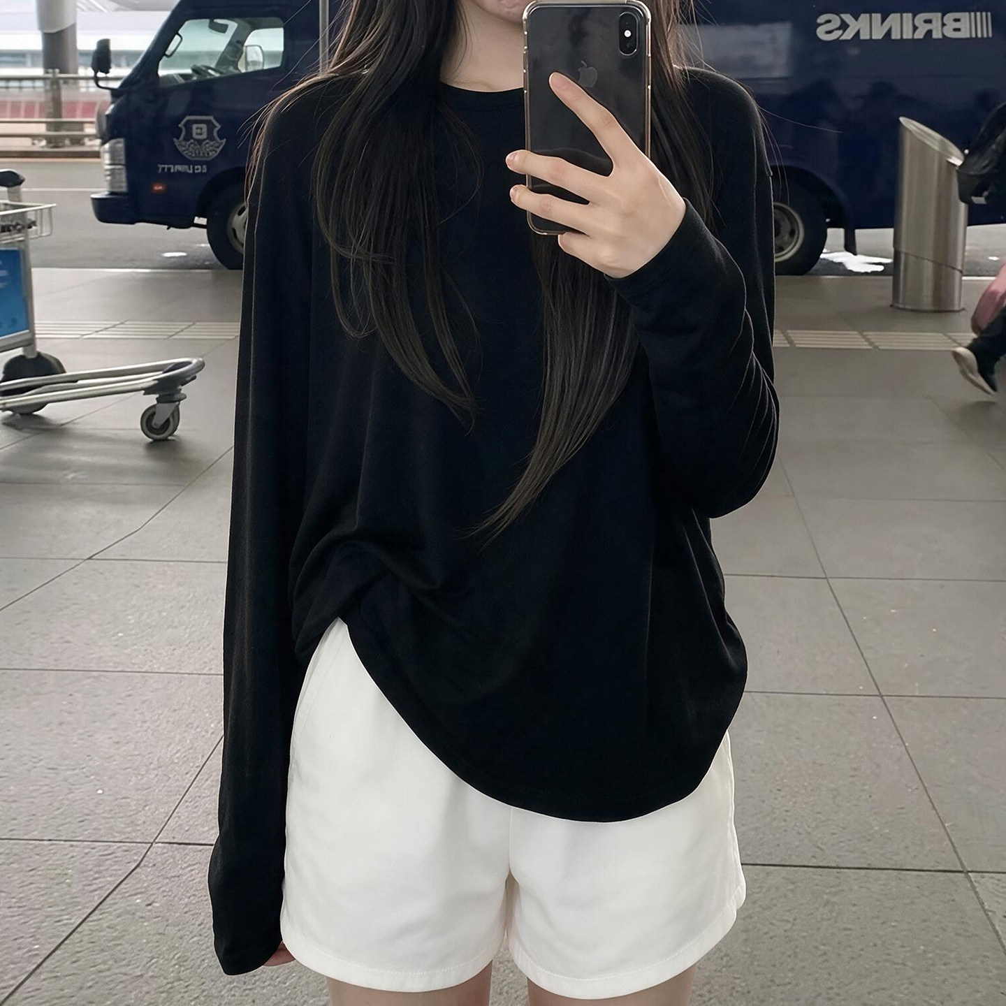 韩系松弛感圆领防晒长袖t恤女秋