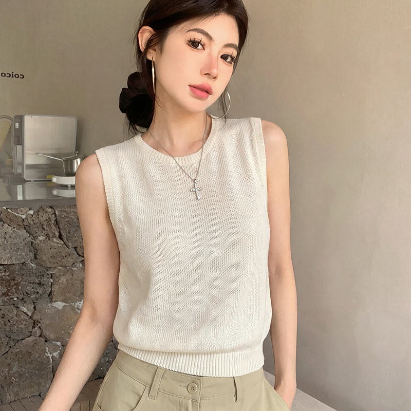 极简针织无袖背心女外穿上衣出游