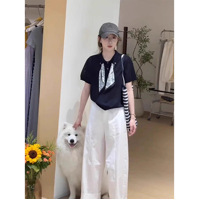 老钱风针织短袖polo衫t恤上衣薄