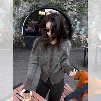 老钱风马海毛衣外套针织羊毛开衫