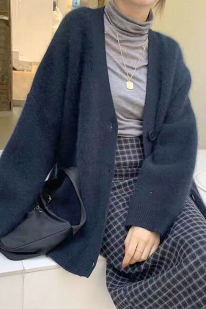 水貂绒慵懒风外搭马海毛针织开衫