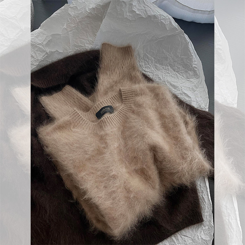 老钱风咖色圆领毛衣女秋冬美拉德穿搭内搭打底针织羊绒衫气质上衣,女装/女士精品,毛针织衫,淘宝优惠券,粉丝福利购,淘宝优惠卷