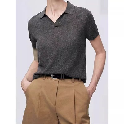 老钱风穿搭针织短袖polo衫t恤薄