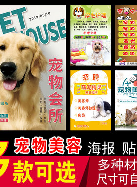 宠物店美容海报萌宠画贵宾名犬贴画KT板宠物店广告喷画