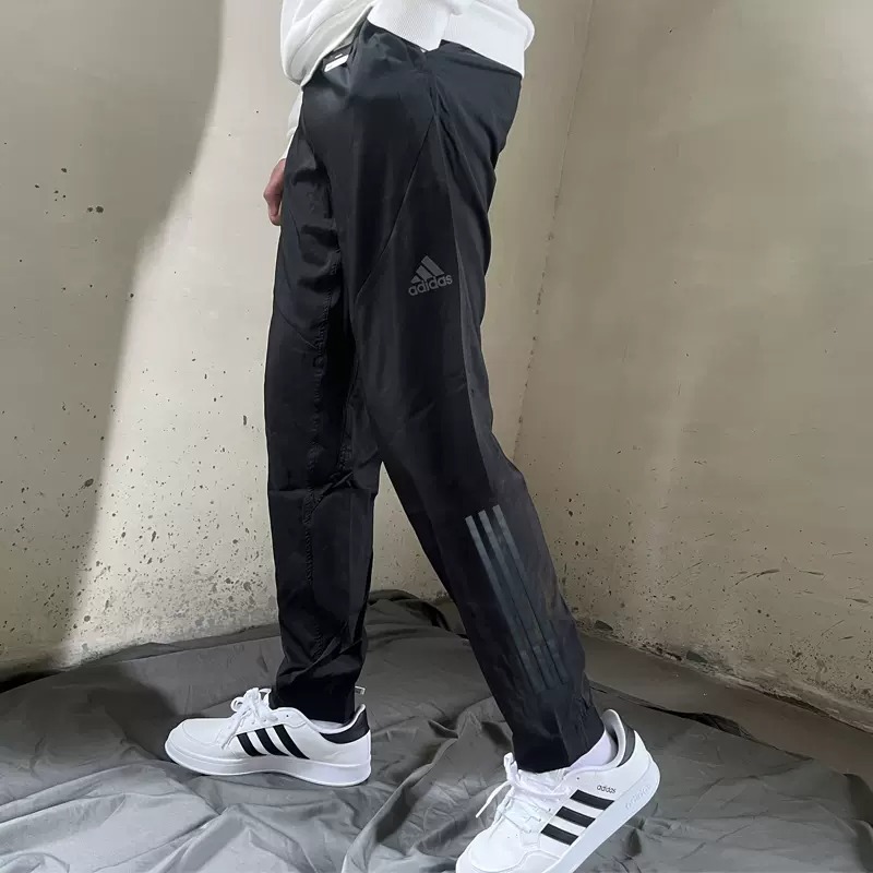 Adidas阿迪达斯男裤夏季新款速干侧标梭织运动透气休闲长裤HF8985