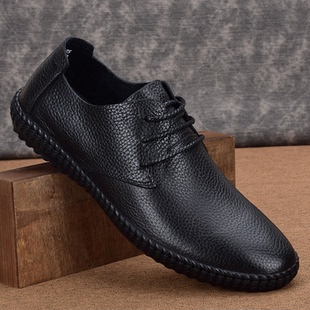 男士休闲皮鞋真皮百搭外贸男鞋软底软皮单层牛皮薄款透气单鞋春夏