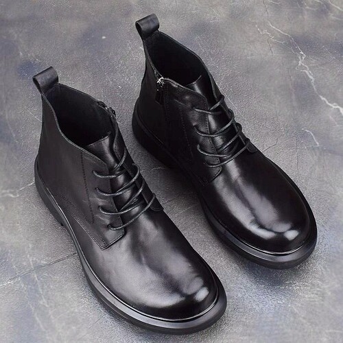 秋冬马丁靴男真皮头层牛皮高帮休闲皮靴商务皮鞋防滑耐磨中帮靴子