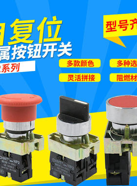 正品正泰NP2绿色红色黄色一常开常闭自复位平按钮金属头按钮开关