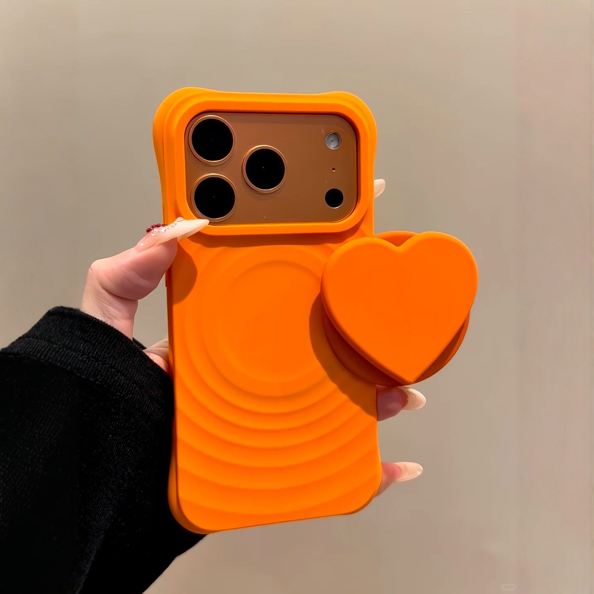 韩风ins星宇橙硅胶波漾纹爱心磁吸支架适用iPhone17promax手机壳苹果15pro新款14超好看13女16高级防摔保护套,3C数码配件,手机保护套/壳,淘宝优惠券,粉丝福利购,淘宝优惠卷