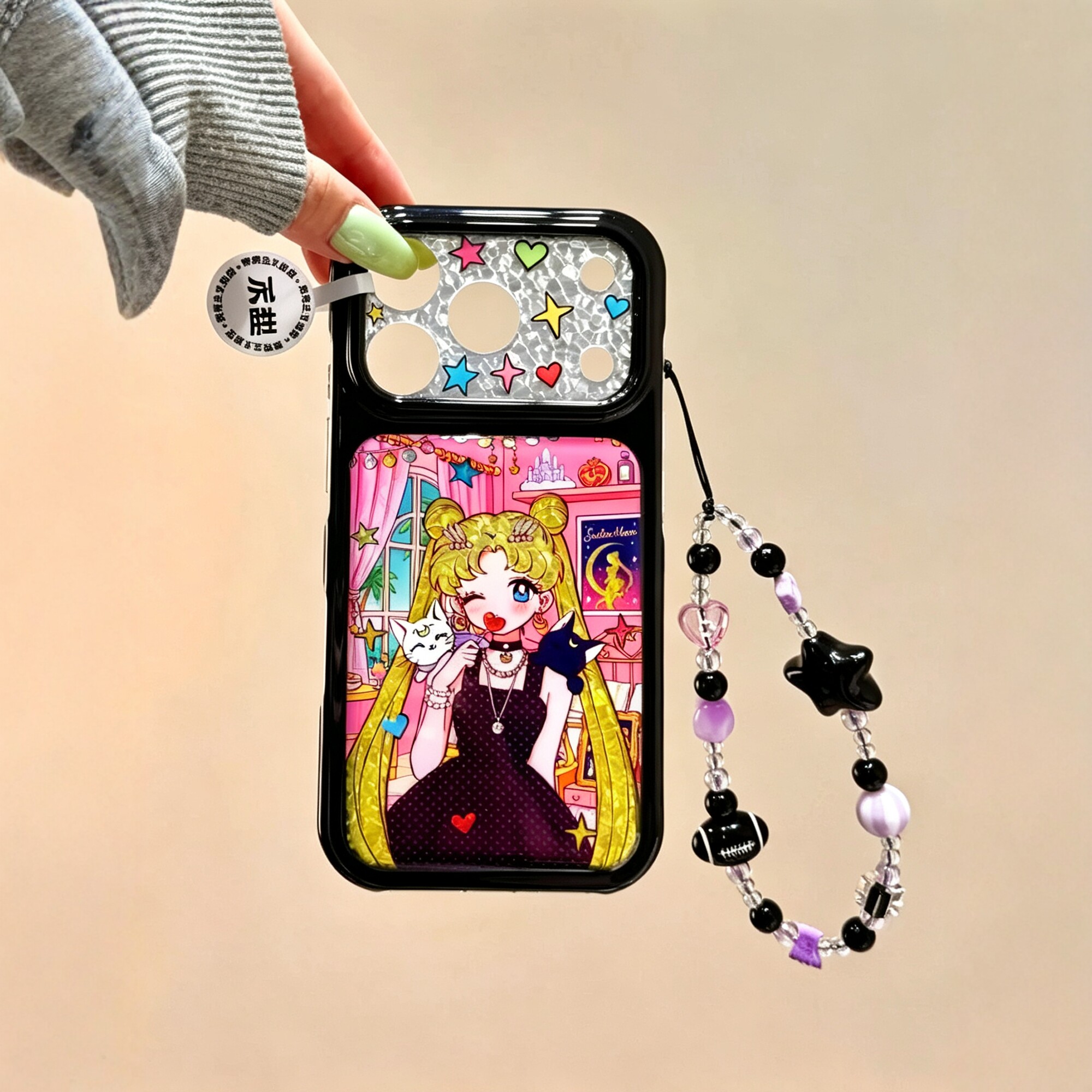 日系ins卡通动漫爱心棒棒糖美少女适用iPhone18promax手机壳苹果17pro新款15大视窗16双层17防摔18可爱保护套