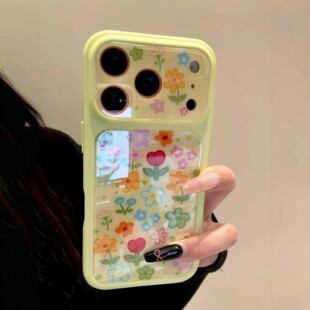 16创意个性 17全包防摔保护套 14大视窗13女款 春日ins奶黄油画彩色花朵适用iPhone17promax手机壳苹果15pro新款