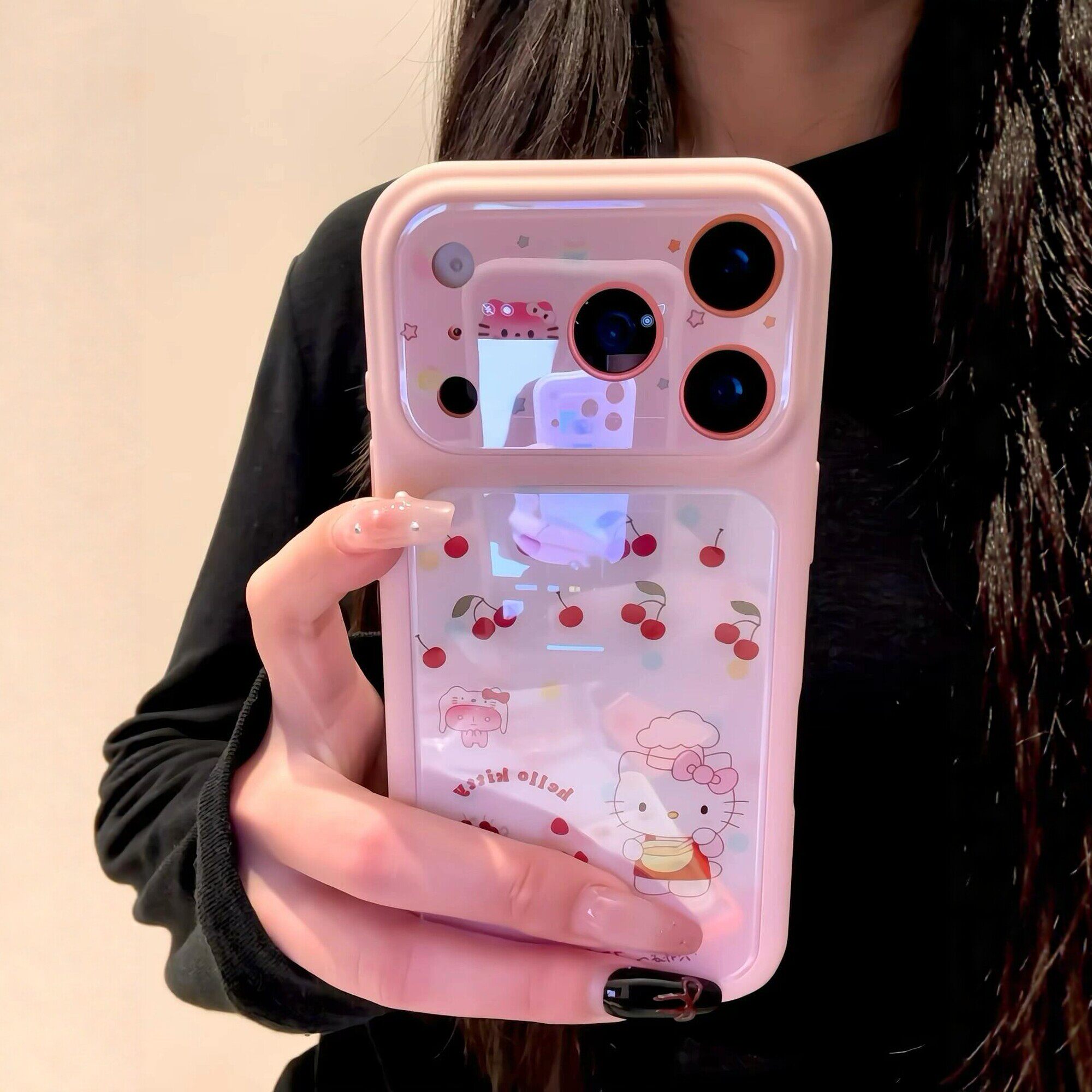 韩风ins粉色卡通KT猫樱桃蛋糕适用iPhone17promax手机壳苹果15pro新款14超好看13少女款16大视窗15防摔保护套