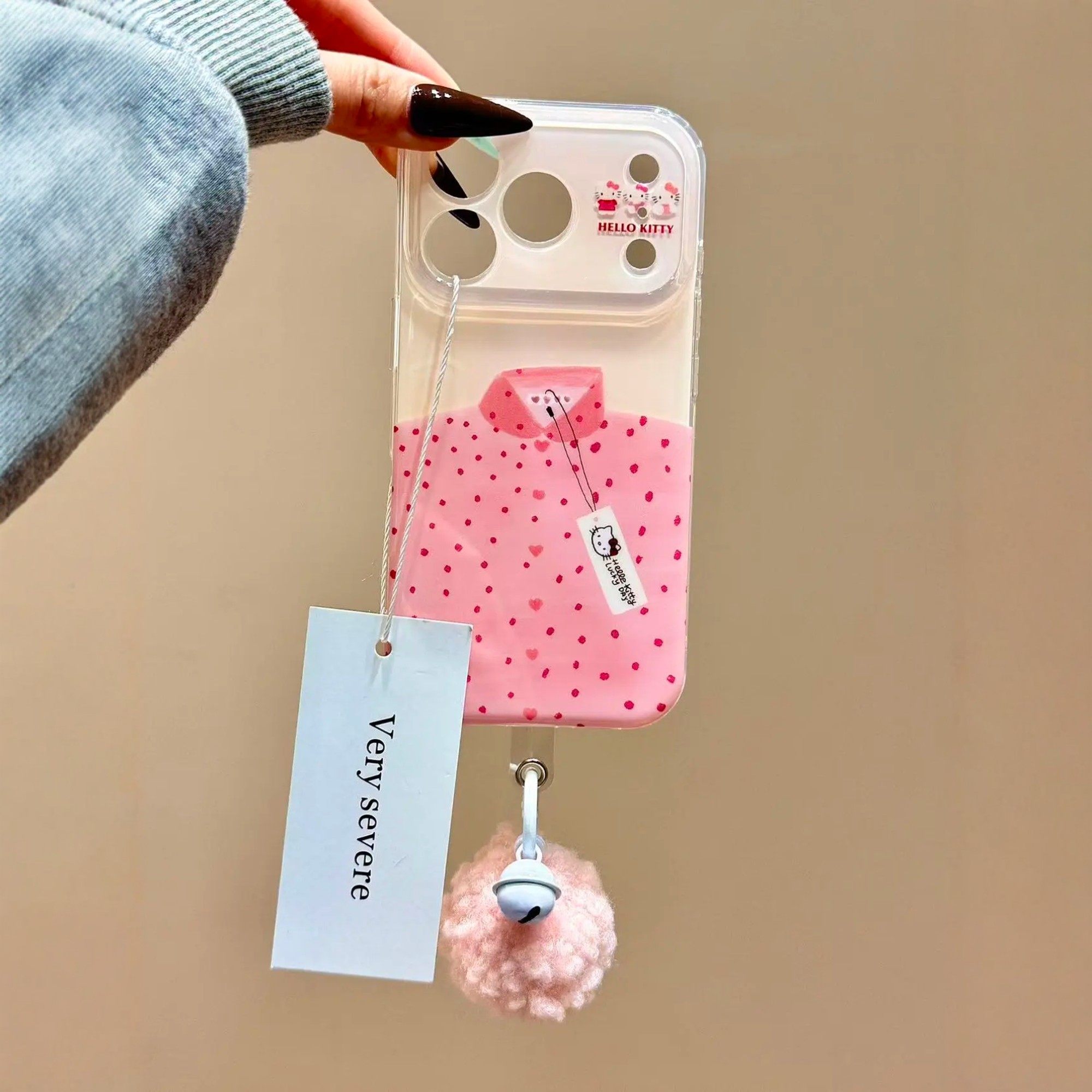 韩风ins粉色波点衬衫吊牌毛球铃铛挂件适用iPhone17promax手机壳苹果15pro新款16小众13女14双层15防摔保护套,3C数码配件,手机保护套/壳,淘宝优惠券,粉丝福利购,淘宝优惠卷