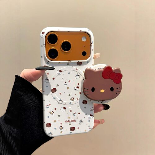 韩系ins满屏可爱卡通KT猫磁吸支架适用iPhone17promax手机壳苹果15pro新款17pro菲林硬壳16pro上下半包保护套