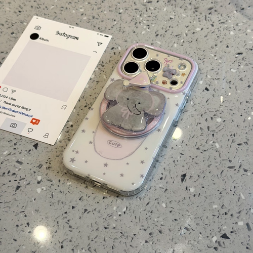 韩系ins可爱围圈长帽大象摇摇乐磁吸支架适用iPhone17promax手机壳苹果15pro新款16双层13女14软15防摔保护套