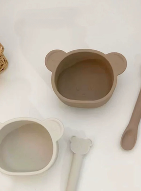 ROCOU罗可宝宝婴儿辅食专用碗勺子出口韩国食品级硅胶防摔碗餐具