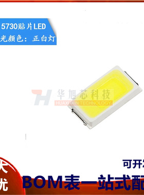 5730贴片LED灯 白色 正白光 高亮发光二极管LED灯 50-55LM (10只)