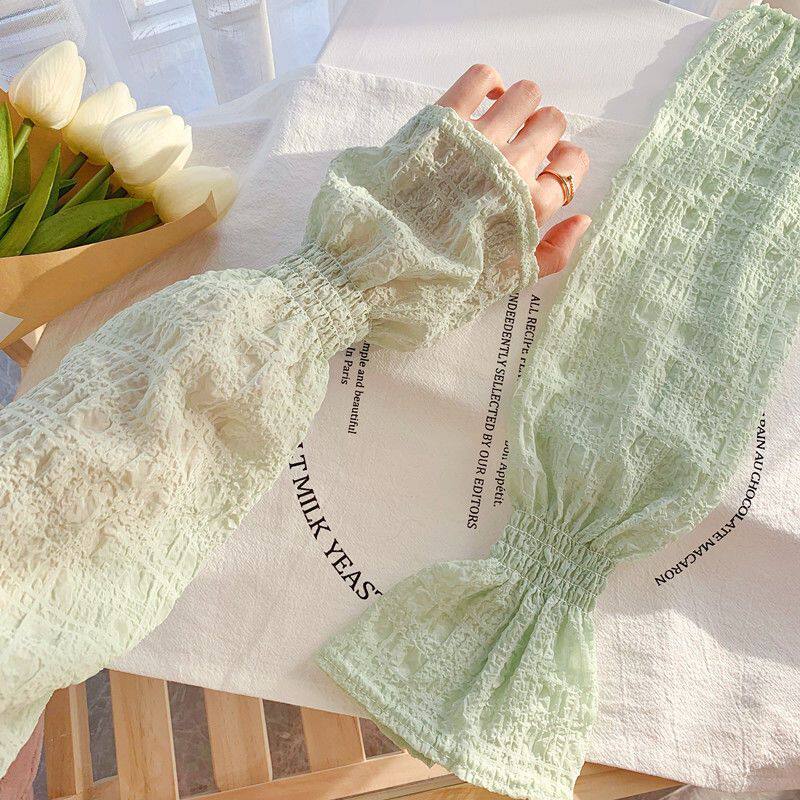 防晒袖套女夏季户外开车宽松冰丝袖套韩国百搭纯色防紫外线冰套袖