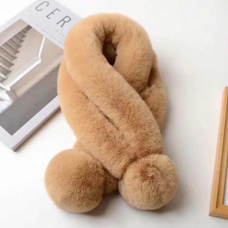 仿懒兔毛围巾毛领围脖女秋冬季保暖韩版百搭三管加厚毛绒围巾围脖