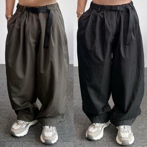 美式复古宽松直筒纯色工装裤